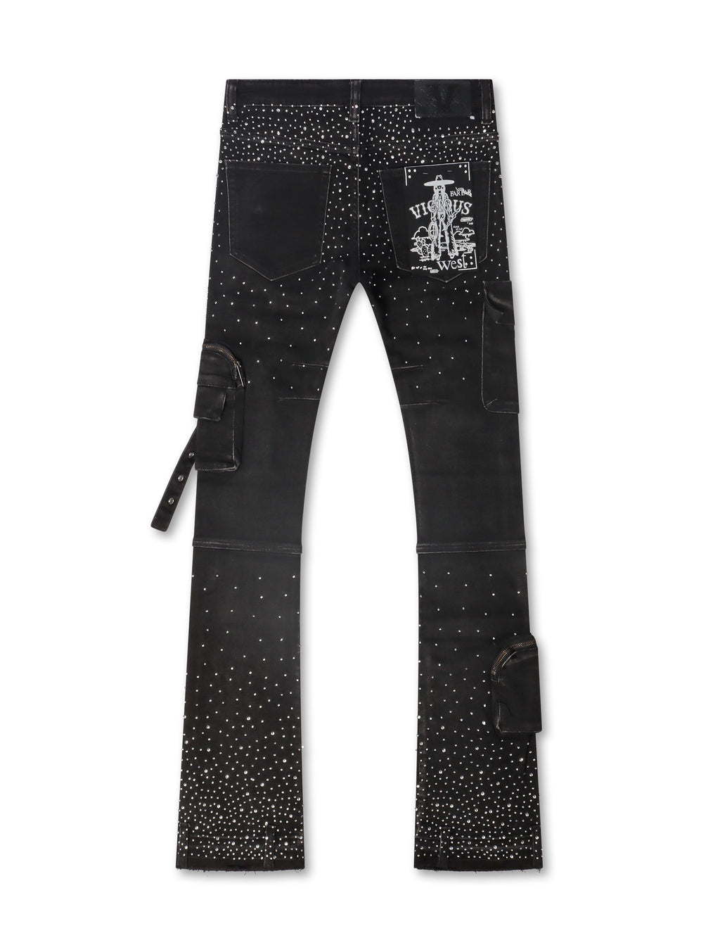 Vicious Denim Jeans con diamantes de imitación por todas partes - Negro