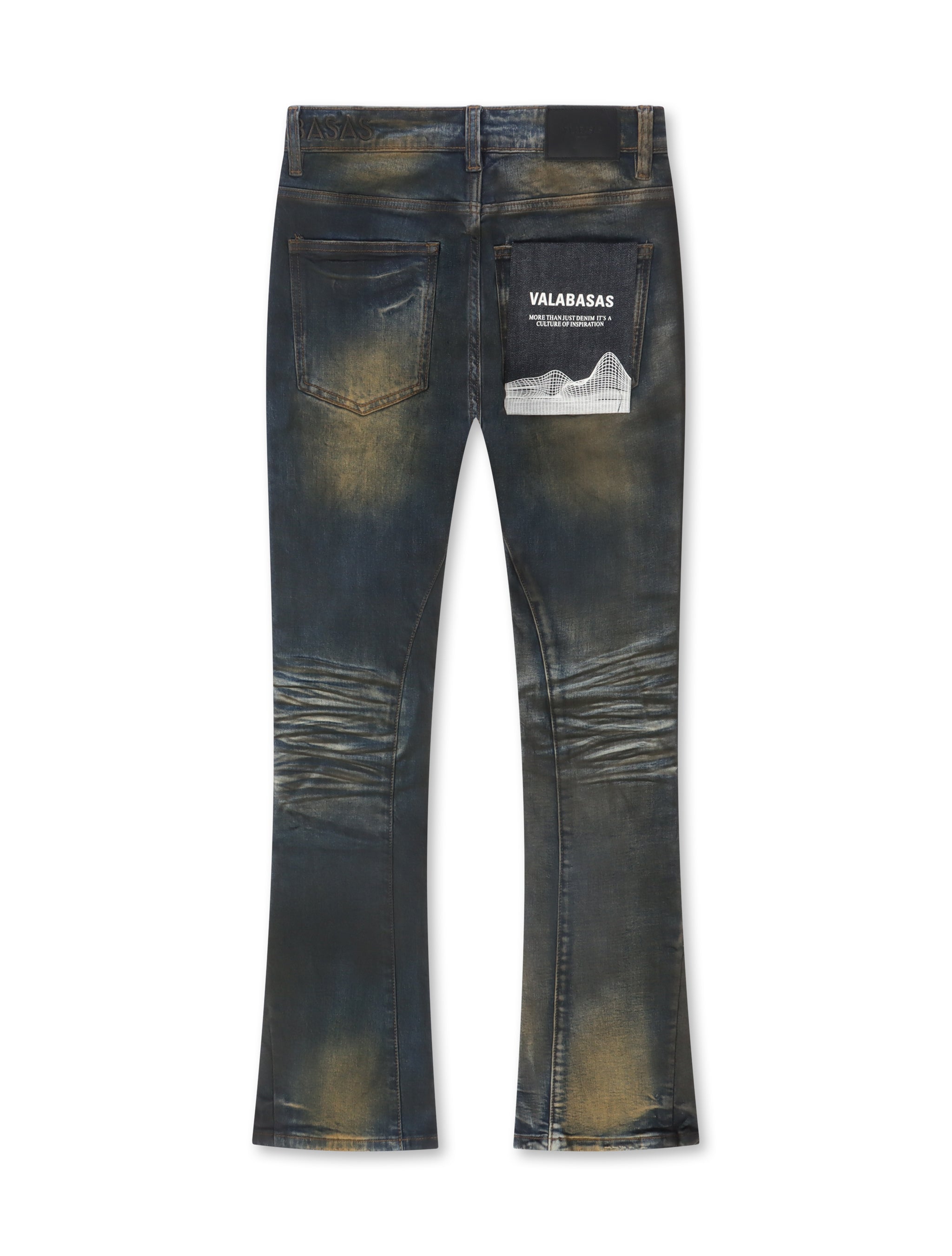 Valabasas Fax Stacked Denim Jeans - Lavado azul vintage
