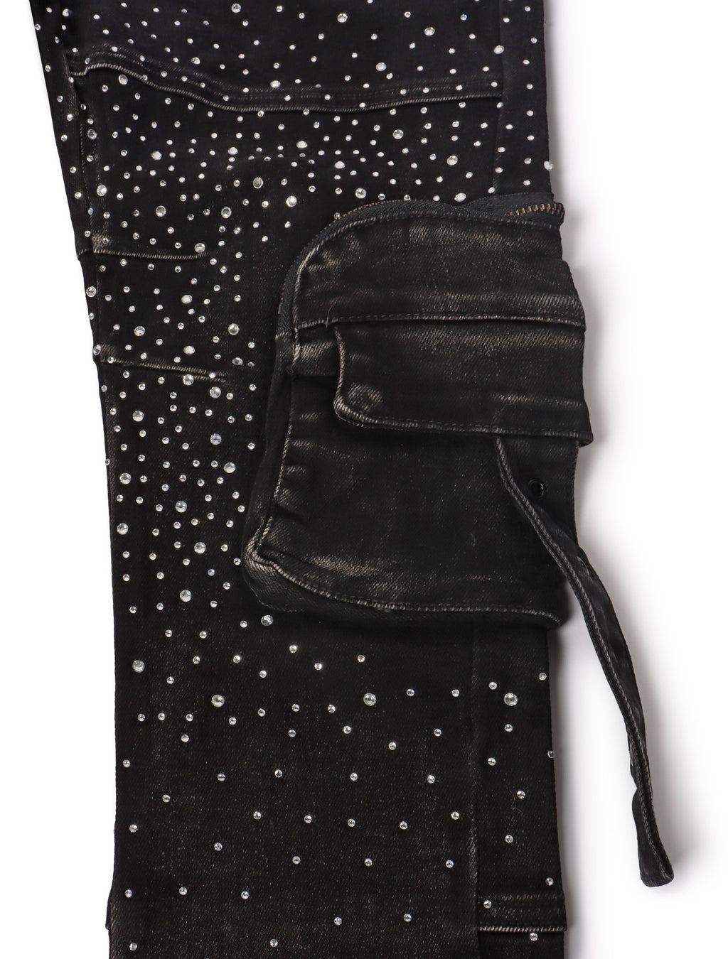 Vicious Denim Jeans con diamantes de imitación por todas partes - Negro