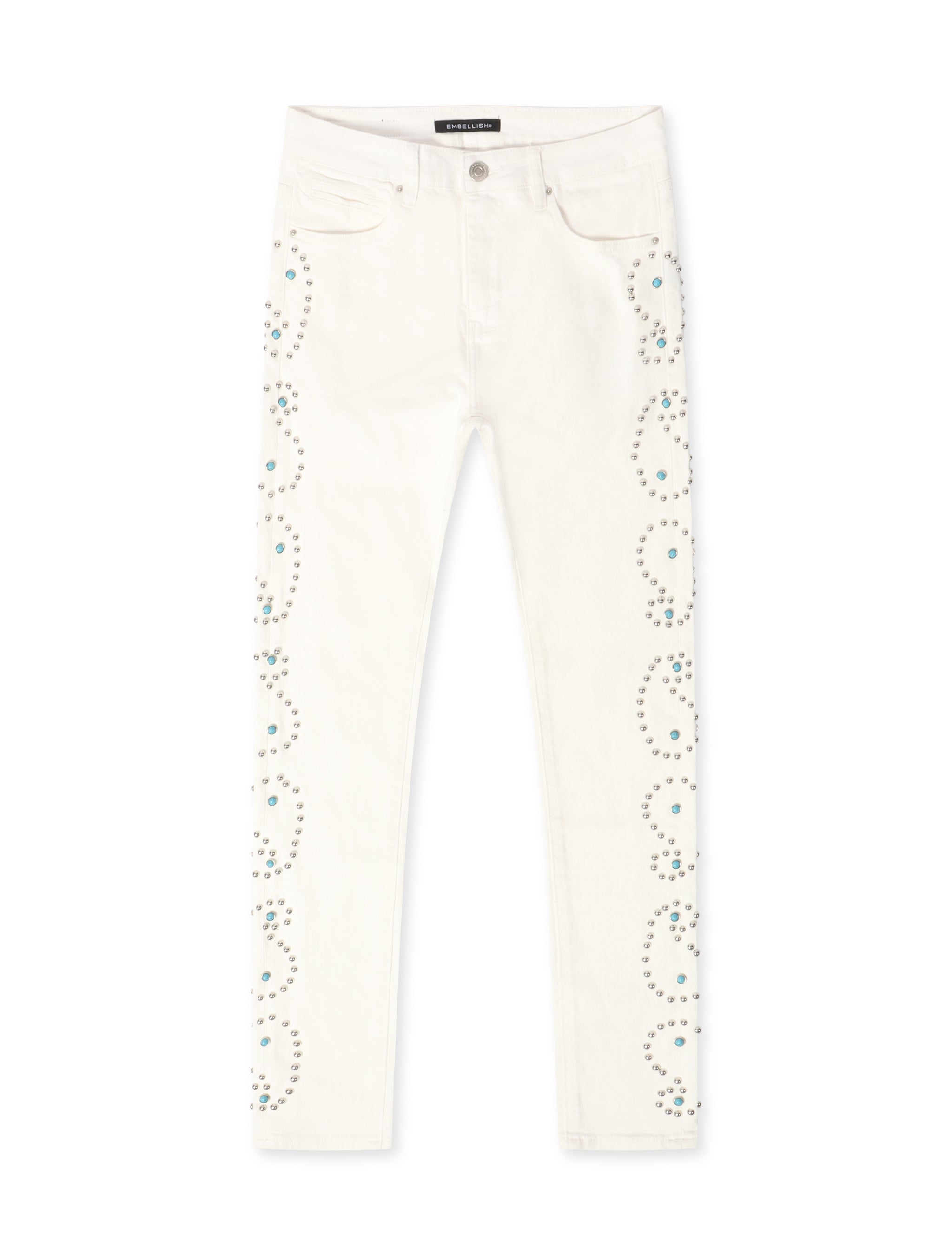 Vaqueros Onix con pedrería embellecida - Blanco