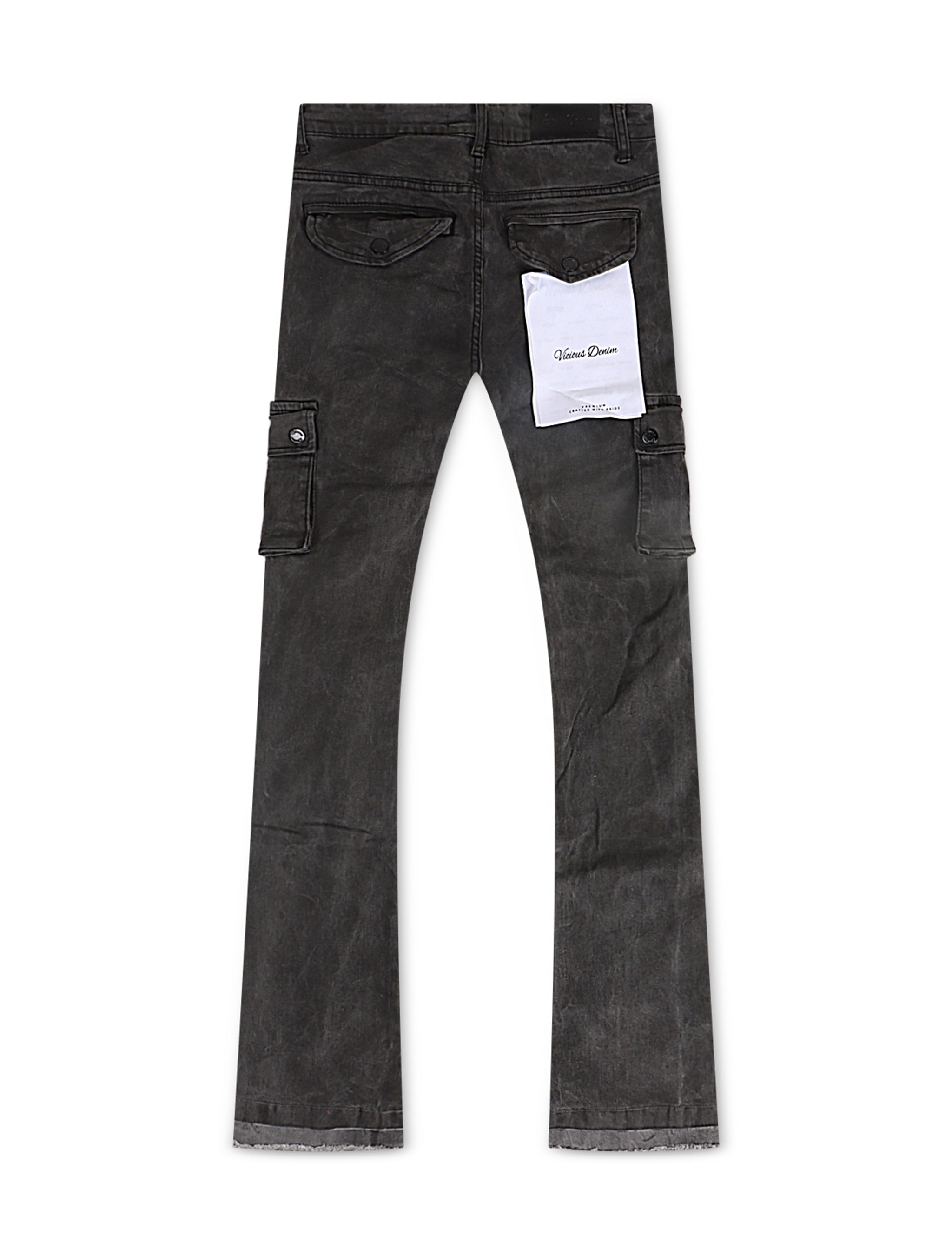 Vicious Denim Vaqueros Acampanados Apilados - Negro