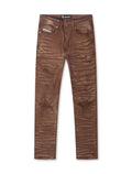 Jeans de pernera recta con efecto envejecido Makobi – Marrones