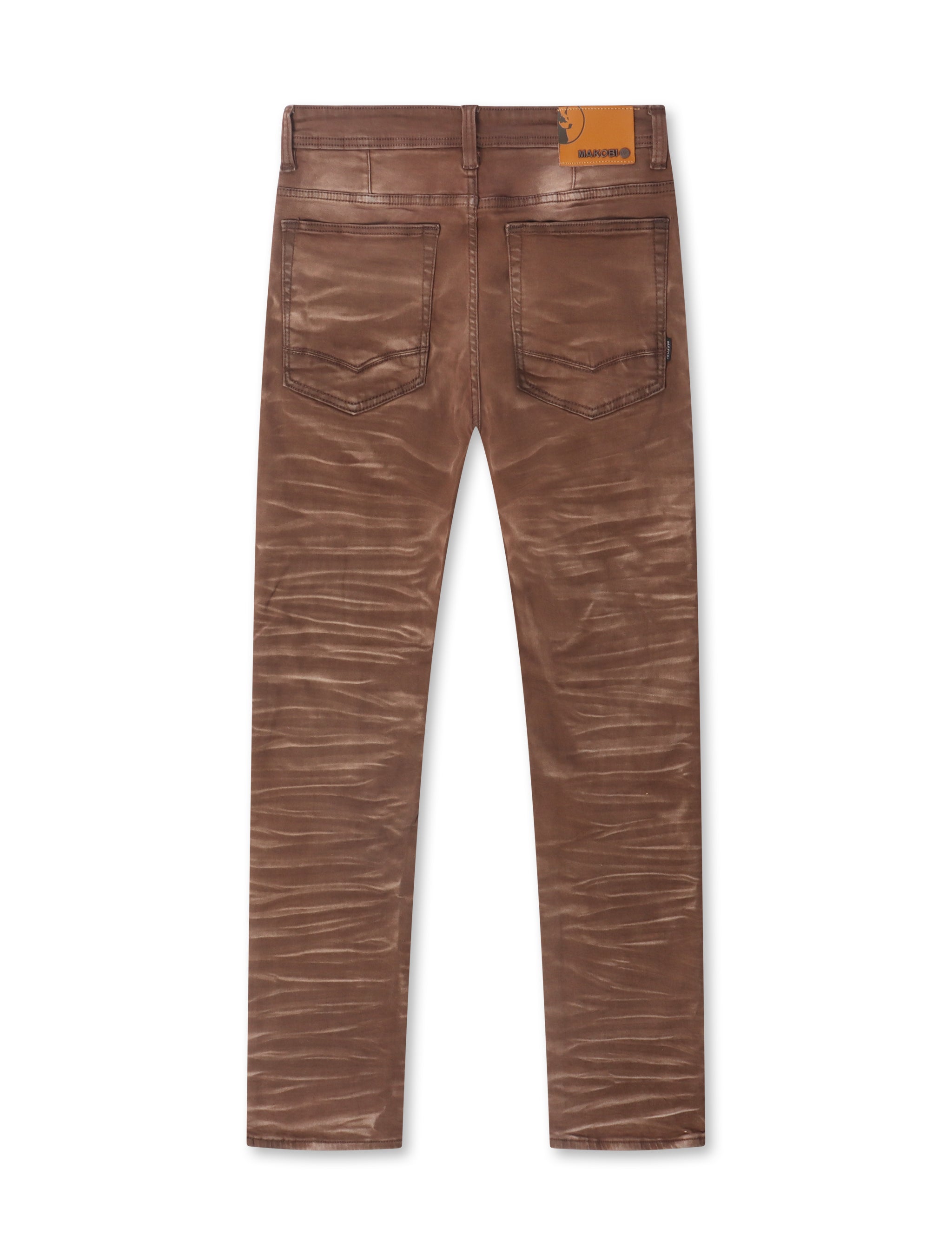 Jeans de pernera recta con efecto envejecido Makobi – Marrones