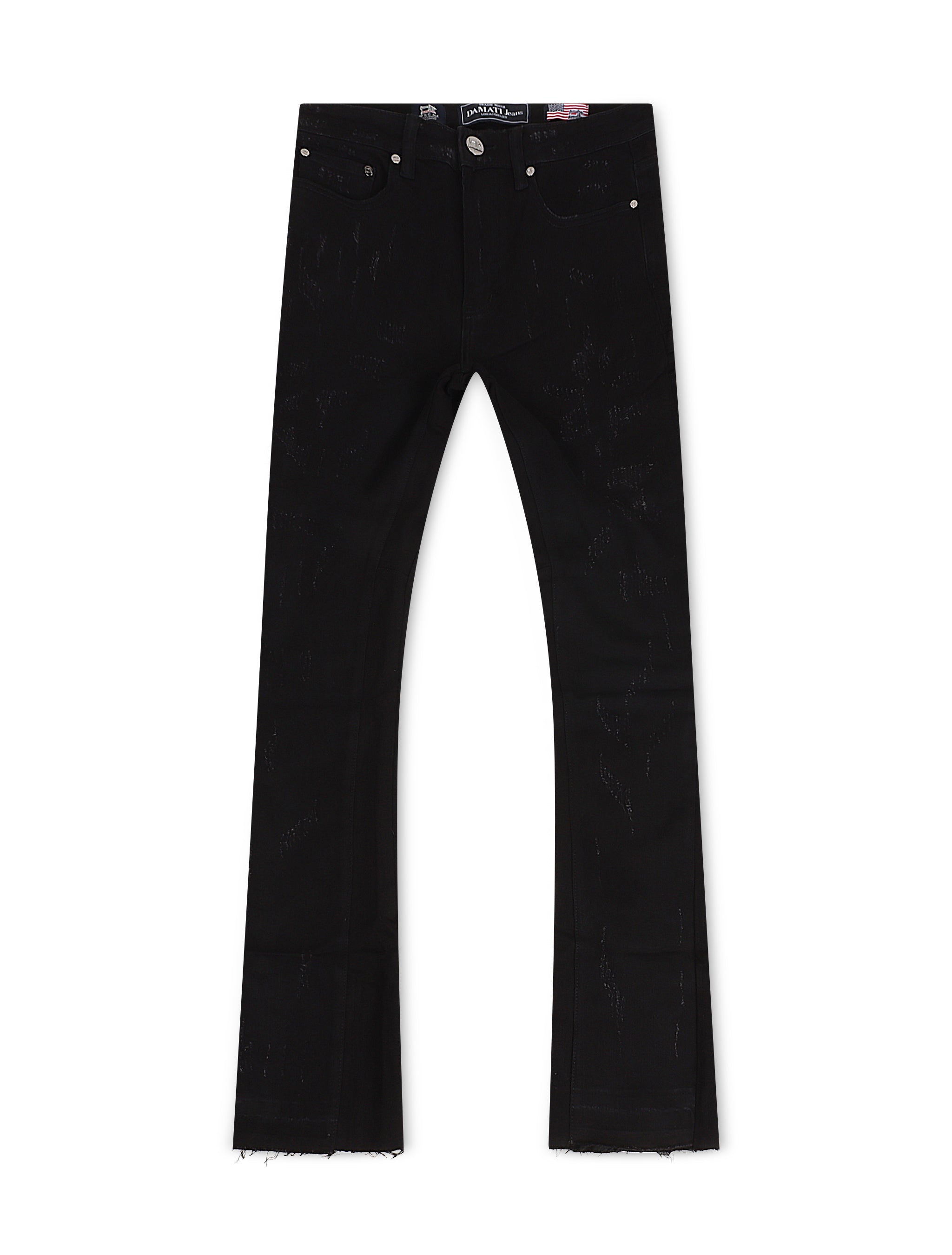 Damati Jeans Elásticos Ajustados con Efecto Desgastado - Negro Lavado