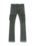 Vicious Denim Cargo Stacked Jeans - Oliva