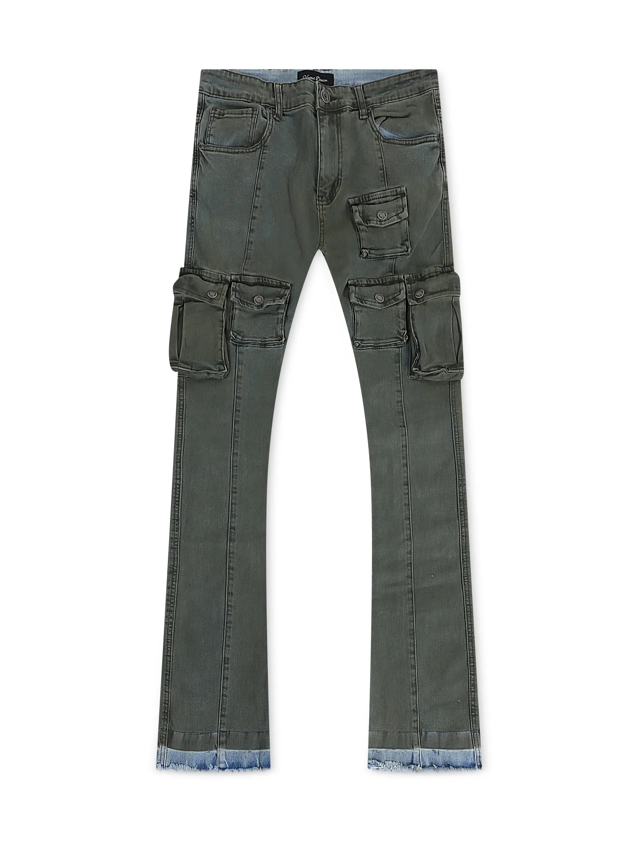 Vicious Denim Cargo Stacked Jeans - Oliva