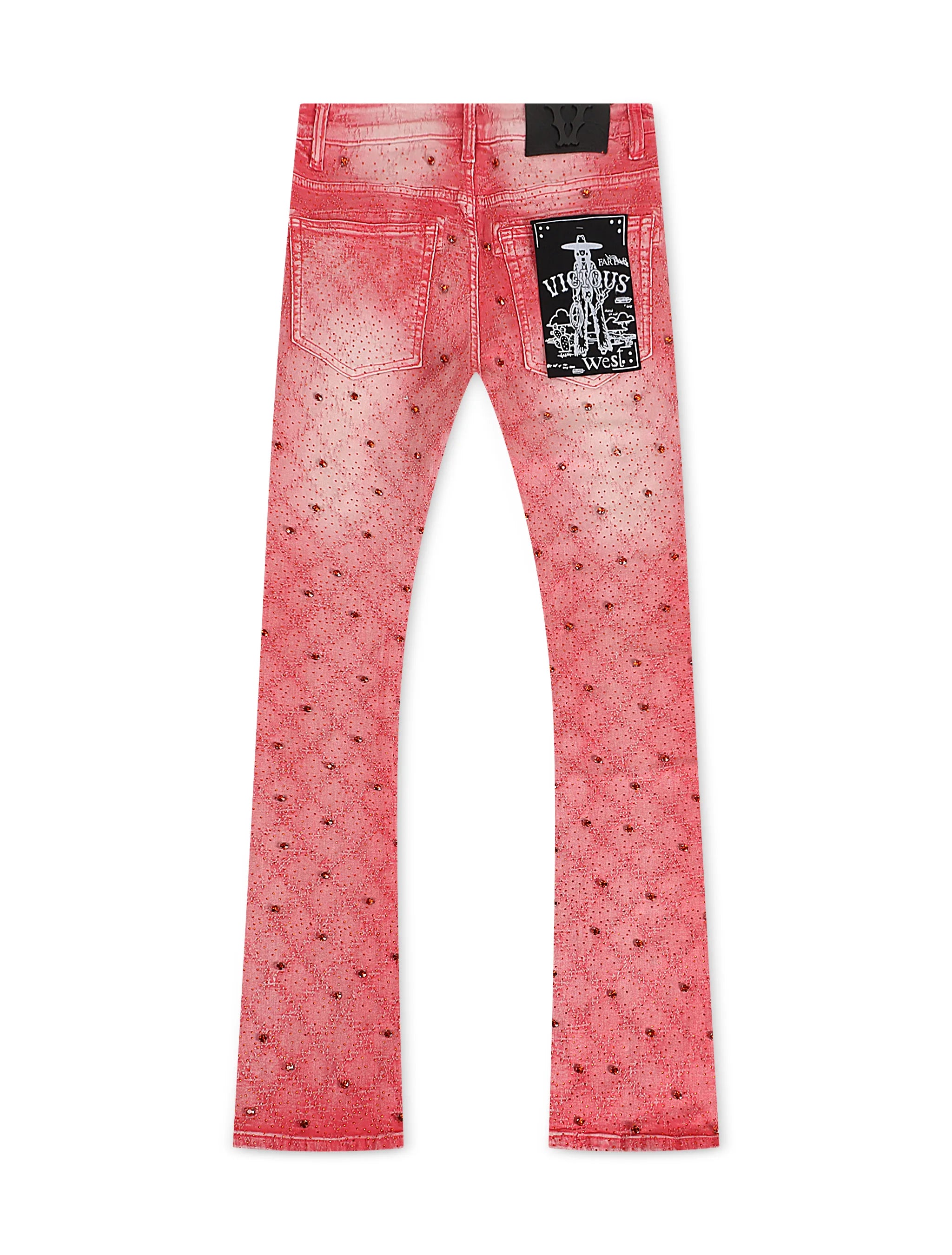 Vaqueros Flare de Pedrería Vicious Denim - Rosa
