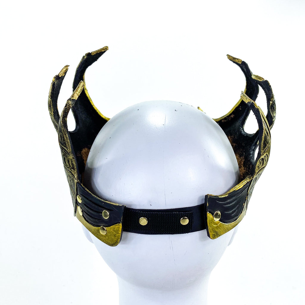 Dragon Crown Eye Mask - Handmade Genuine Leather - Masquerade, Halloween or Cosplay Costume
