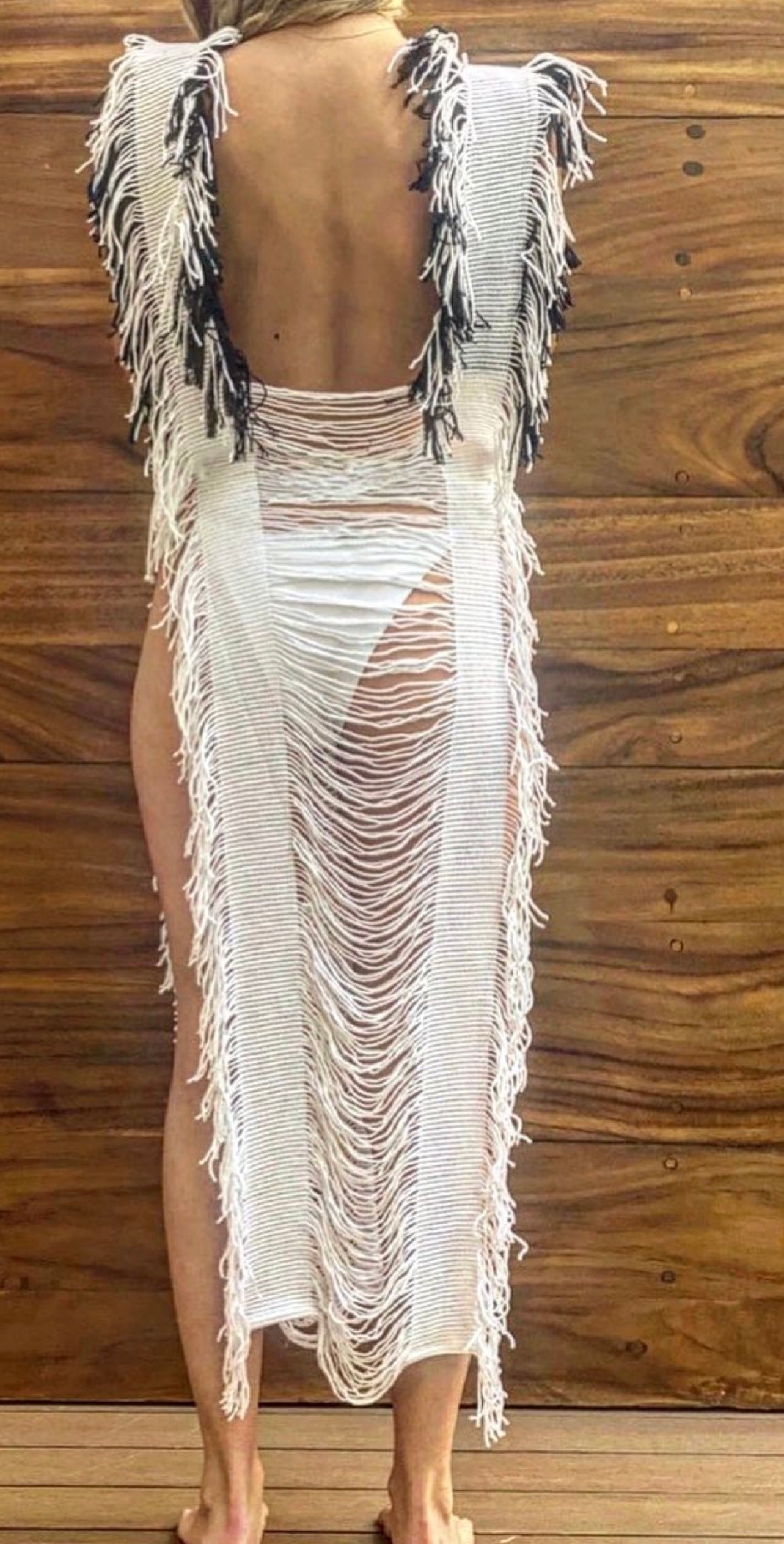 Handmade Frayed Maxi Beach Dress ANNA BARBAS Swim Cover Up, more colors