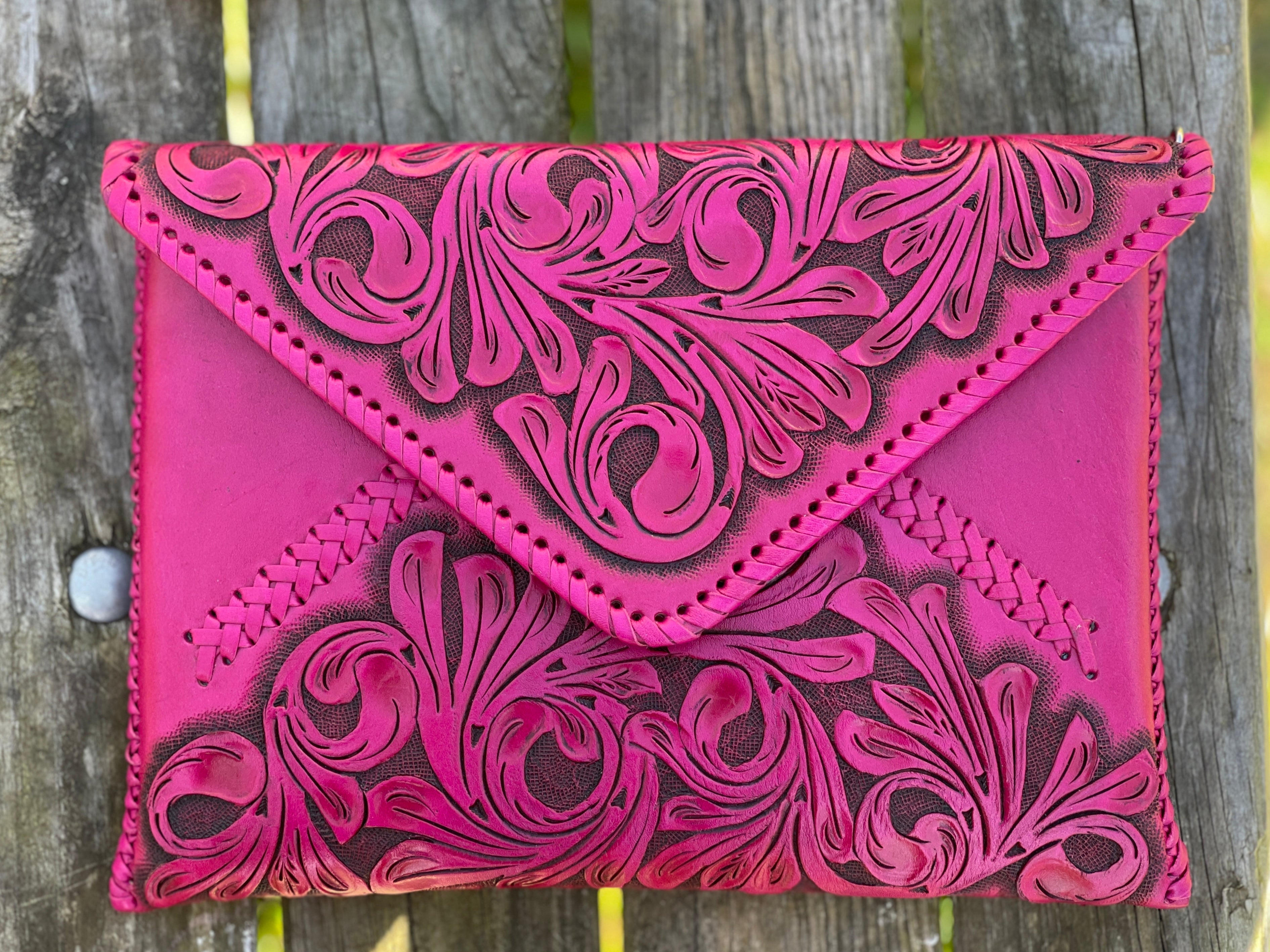 Hand-Tooled Leather Crossbody & Clutch Bag "ITALIA" by ALLE