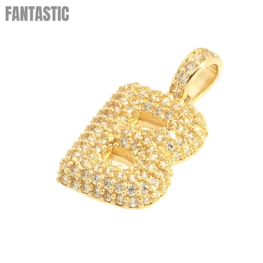Colgante inicial "B" en oro de 14K con circonita cúbica - Fantastic Jewelry NYC