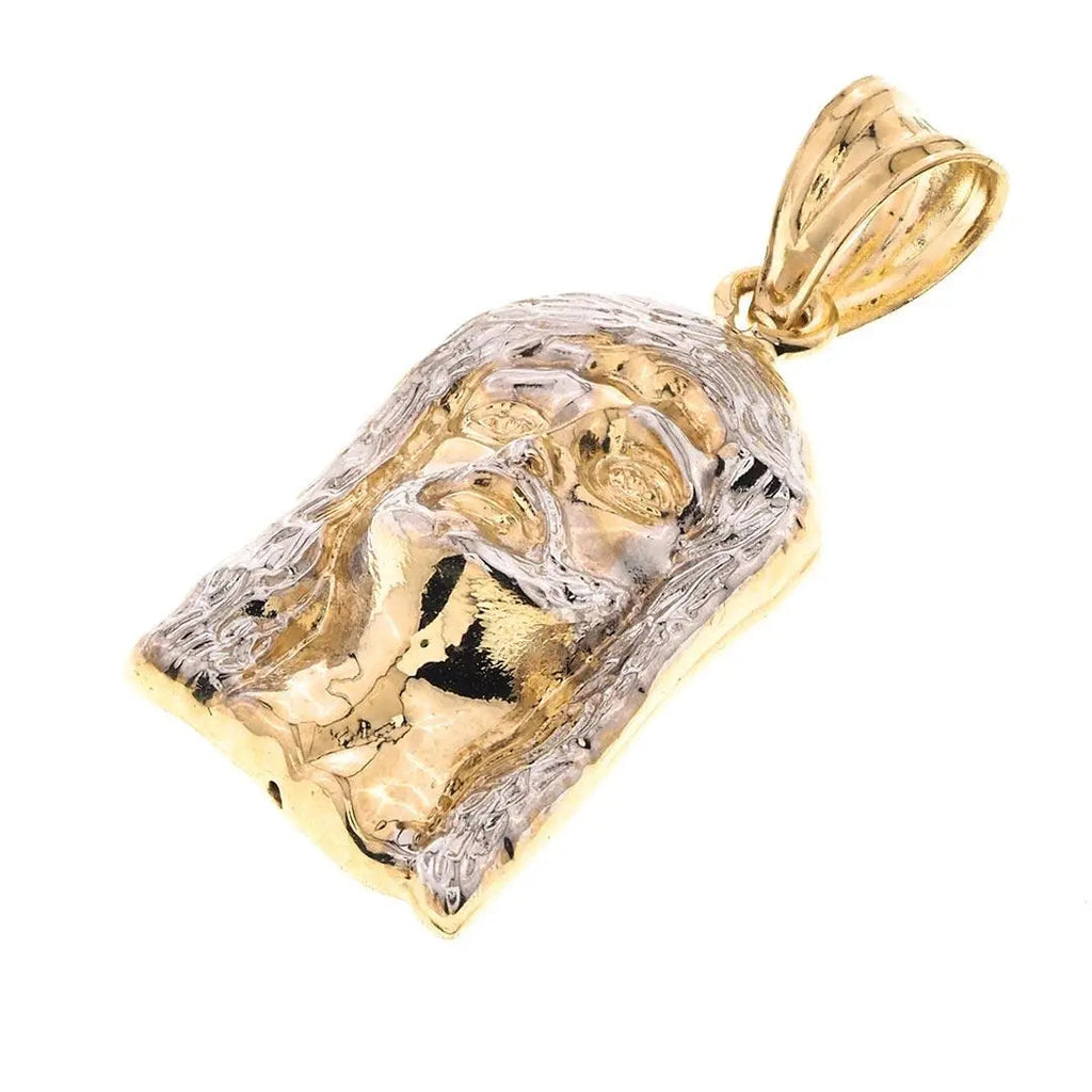 Colgante de Jesús bicolor con corte de diamante en oro de 14 quilates