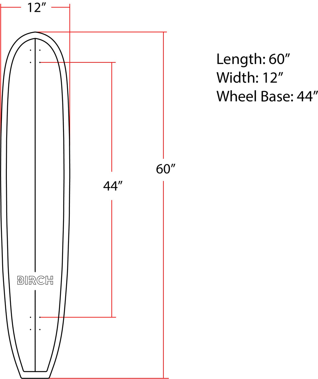 BIRCH 60" LOG Skateboard Longboard Cruiser - Configuración completa o solo tabla