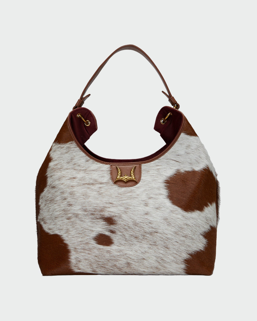 Bolso grande Loyal West LW - En piel de vacuno y becerro blanca y marrón