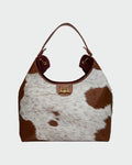 Bolso grande Loyal West LW - En piel de vacuno y becerro blanca y marrón