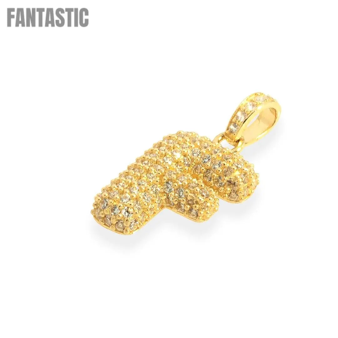 Colgante con letra "F" en oro de 14 quilates con circonita cúbica |