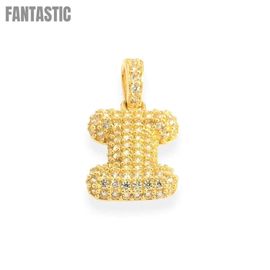 Colgante de letra "I" en oro de 14K con circonita cúbica - ¡Compre ahora!