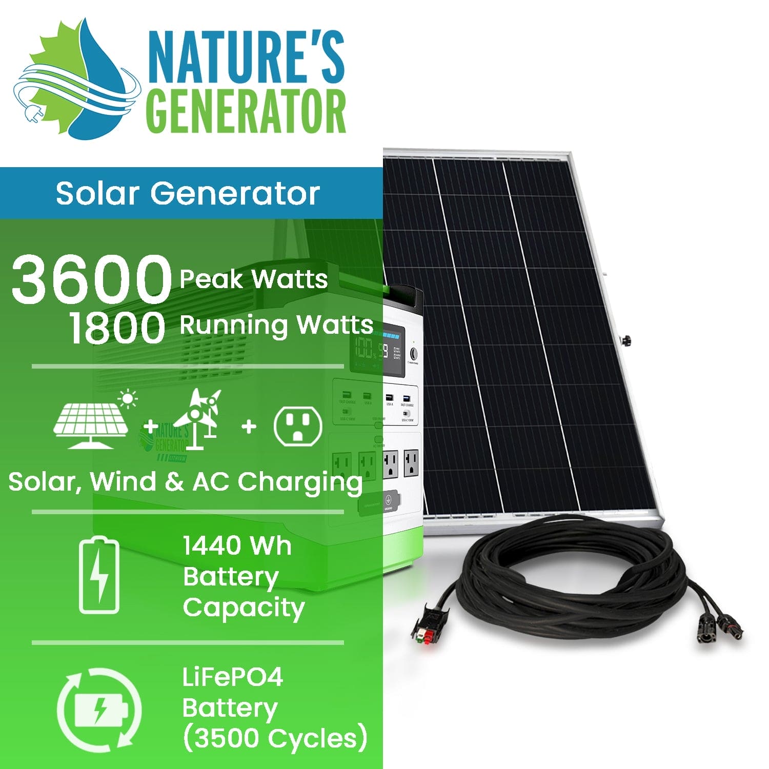 Generador solar de litio de alta capacidad 1800