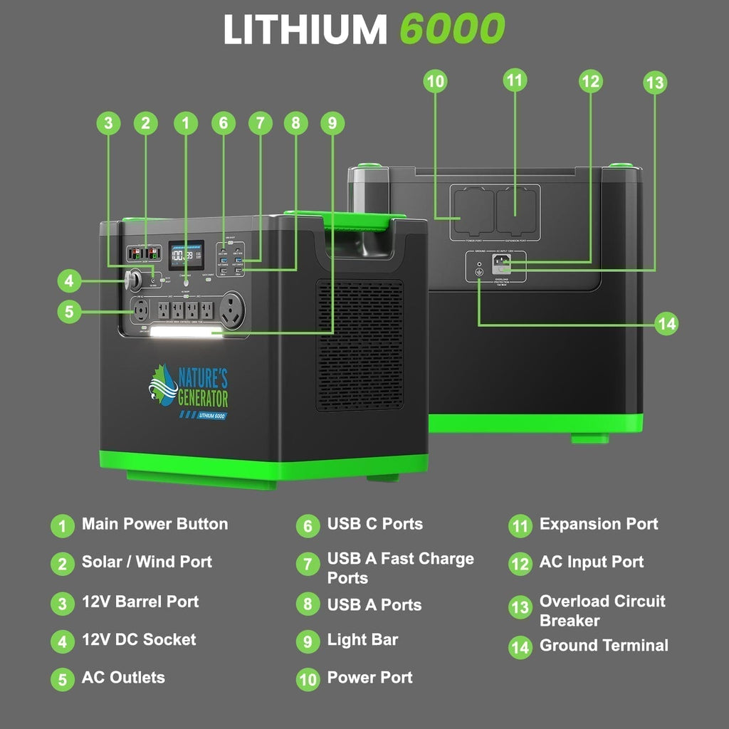 Estación de energía Nature's Generator Lithium 6000