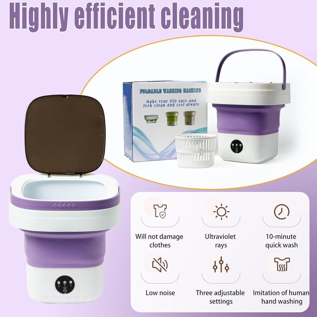 Mini Portable Foldable Washer - 16L Portable Washing Machine, Spin Dryer, Small Folding Washing Machine 3 Cleaning Modes for Baby Clothes/Intimate Apparel, for Travel, Home