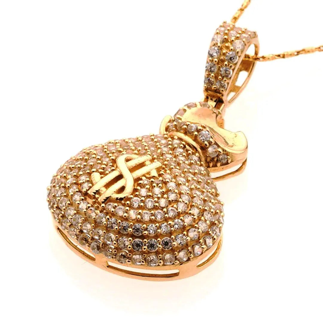 Dije de Bolsa de Dinero | Oro de 14K con Circonitas