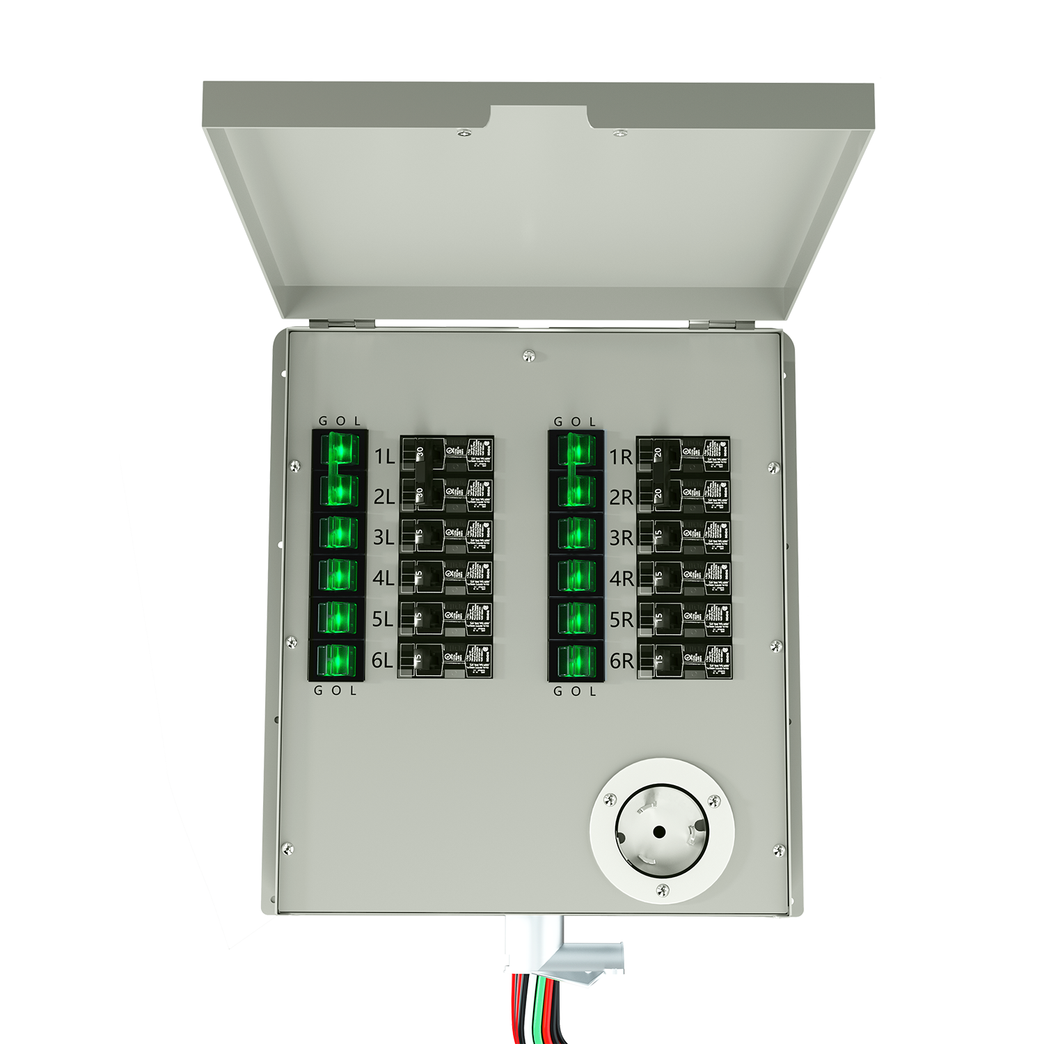 Interruptor de transferencia no automático de 12 circuitos 120/240 V 50 A