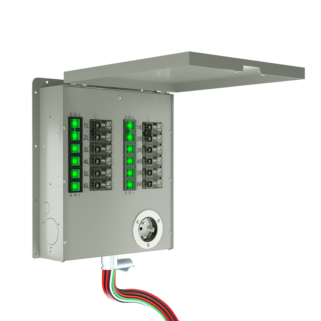 Interruptor de transferencia no automático de 12 circuitos 120/240 V 50 A