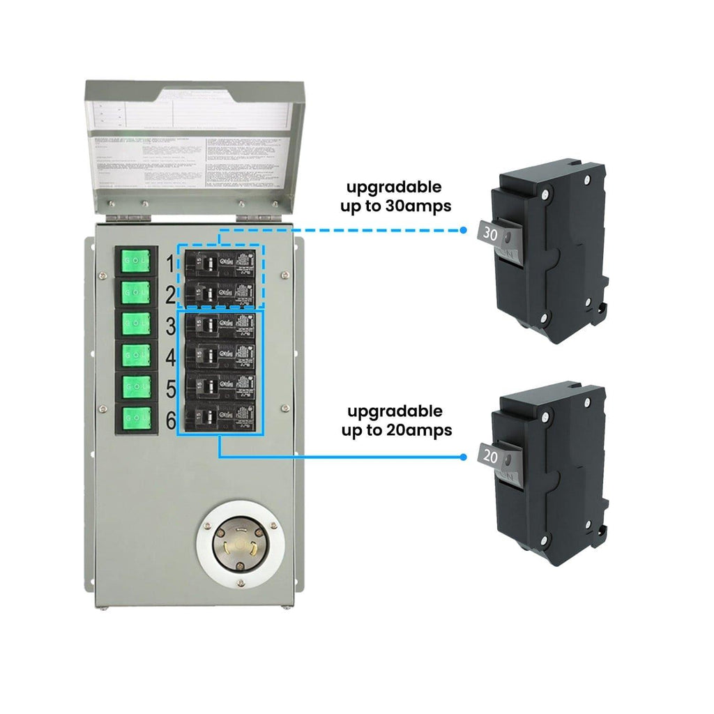 Reacondicionado - Interruptor de transferencia no automático de 6 circuitos, 120 V, 30 A