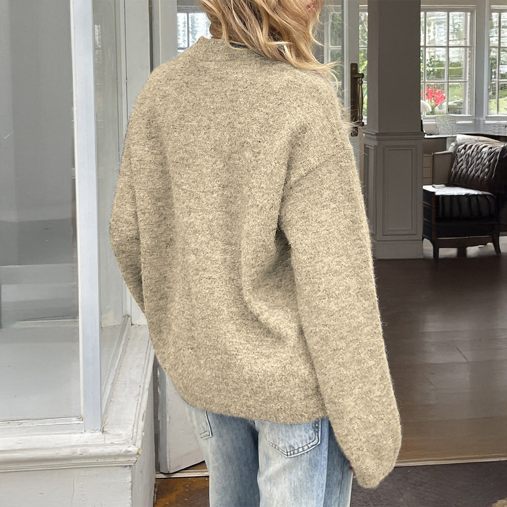 Women Clothing Autumn Winter French Holiday Wool Long Sleeve Sweaters