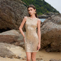 Vestido de playa de lentejuelas sexy calado con aberturas y color liso, traje de baño para mujer