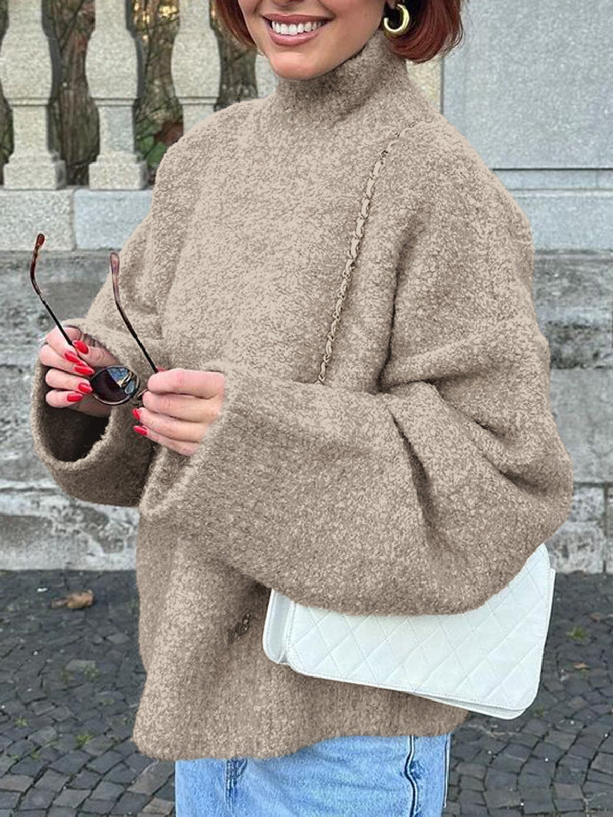 Casual Wool Long Sleeve Coat Sweater Women Clothing Autumn Winter