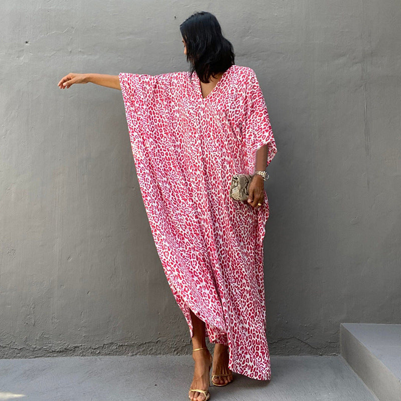 Falda larga estampada para la playa, maxi vestido, bikini, blusa, camisa de protección solar