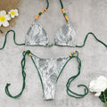 Bikini de tres puntos, de encaje, para la playa, partido, traje de baño sexy para mujer