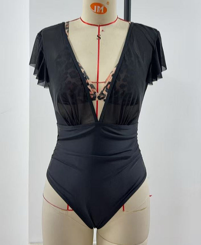 Traje de Baño de Mujer Dividido, Bikini Triangular Sexy, Traje de Baño de Una Pieza, Conjuntos de Tres Piezas