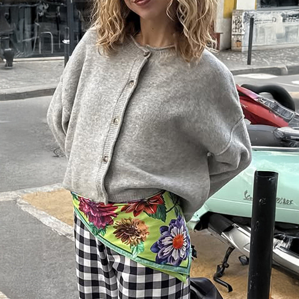 French Holiday Button Long Sleeve Sweater Women Clothing Autumn Winter