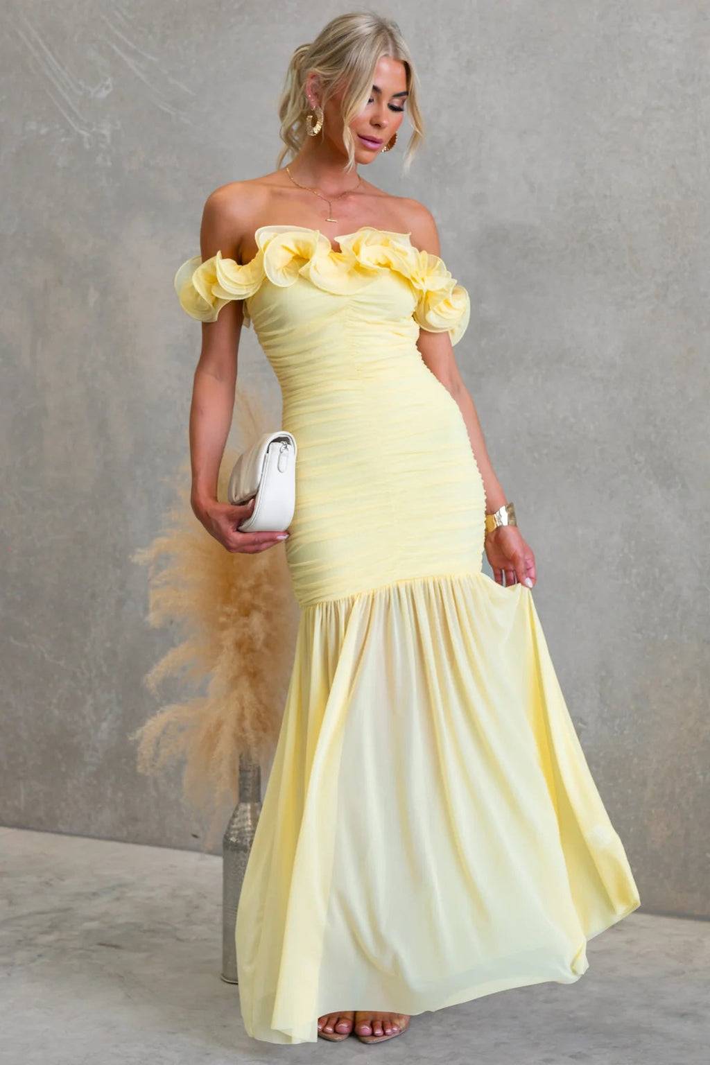 Vestido sin hombros de malla de color sólido, corte ajustado, sexy, de primavera-verano para vacaciones