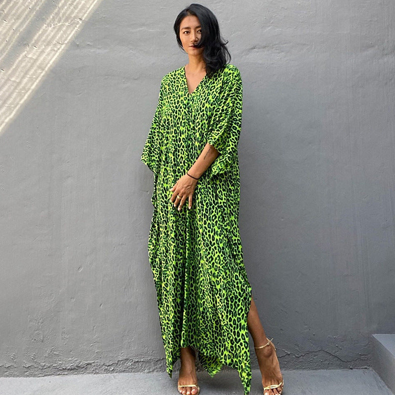 Falda larga estampada para la playa, maxi vestido, bikini, blusa, camisa de protección solar
