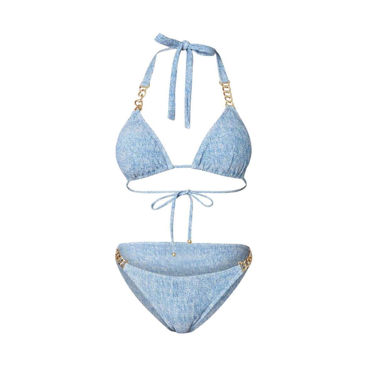 Bikini de Triángulo con Estampado Vaquero Sexy, Traje de Baño Dividido para Mujer con Falda Cruzada