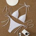 Traje de Baño Bikini de Dos Piezas para Mujer, Ajustado, de Lunares, Sexy, Estampado de Triángulos