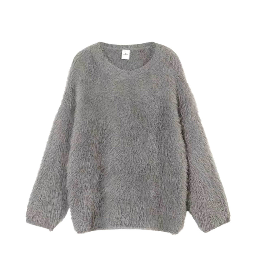 Color Imitation Marten round Neck Sweater Women Wind Soft Knitted Basic