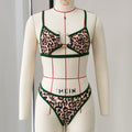 Bikini de tiro bajo con abertura alta, estampado de leopardo sexy, bikini de mujer con tiras huecas y recortes.