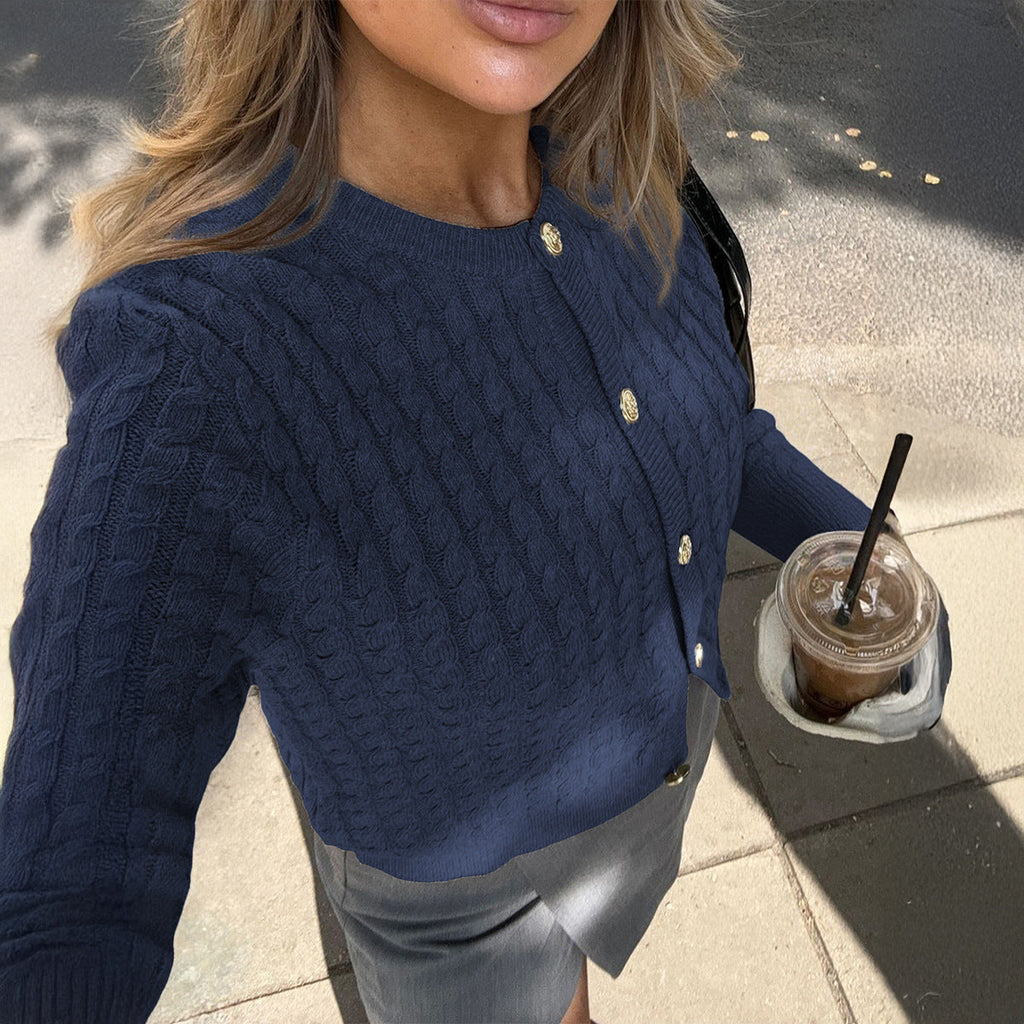 Casual Solid Color Long Sleeve T shirt Sweater Women Woolen Clothing Autumn Winter