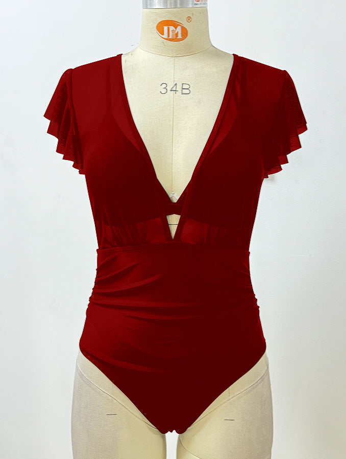 Traje de Baño de Mujer Dividido, Bikini Triangular Sexy, Traje de Baño de Una Pieza, Conjuntos de Tres Piezas