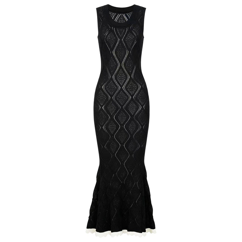 Summer Ladies Internet Popular Slim Fitting Slimming Sleeveless Hollow Out Cutout out Maxi Dress Women