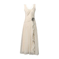 Vestido Maxi de Tirantes de Verano con Estampado de Topos sin Mangas y Cuello Redondo Albaricoque de Leche Dulce Ropa de Mujer