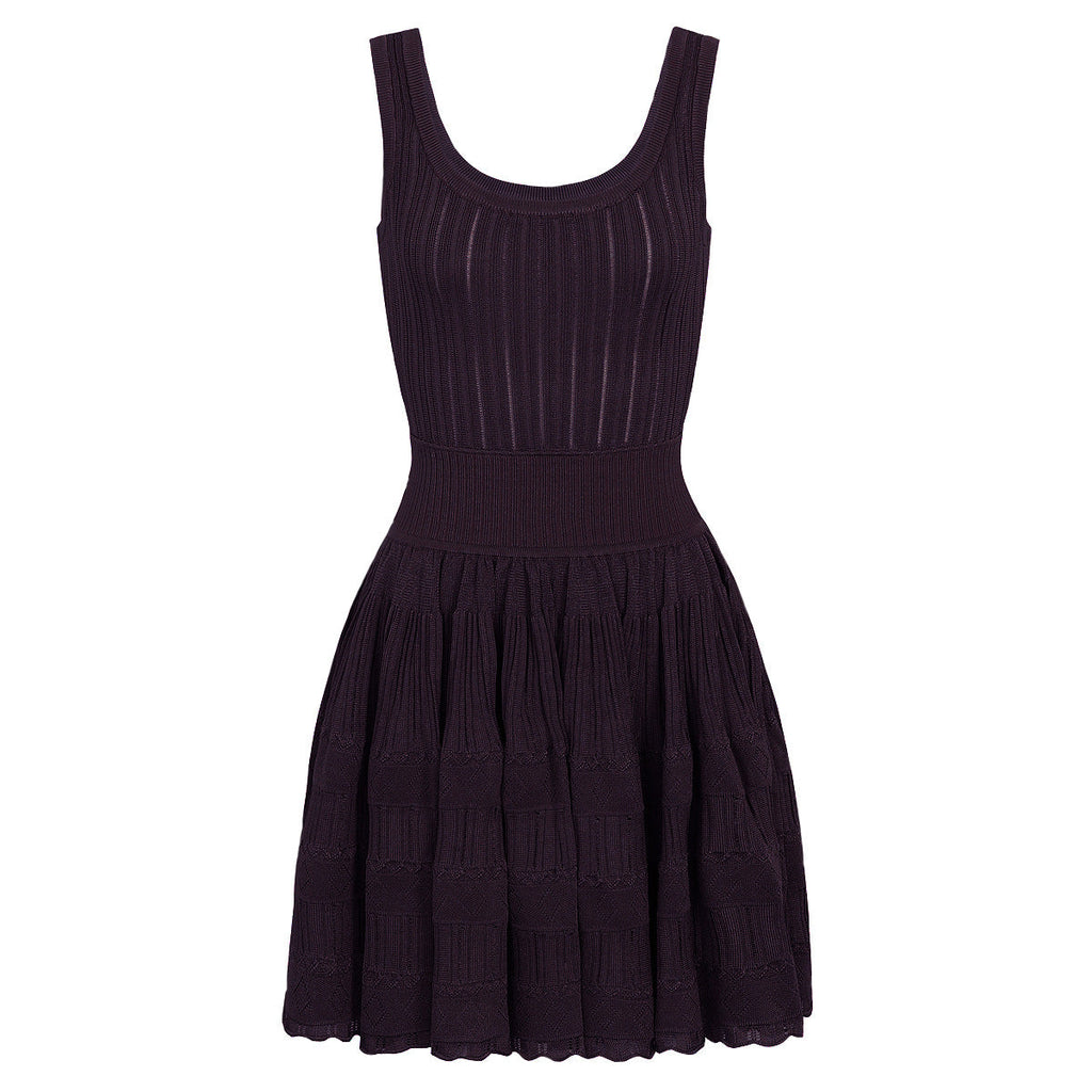 Summer Socialite Internet Celebrity Fashionable Knitted Dark Pattern Sleeveless Vest Dress