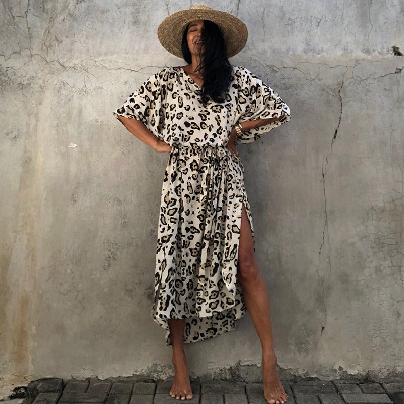 Falda larga estampada para la playa, maxi vestido, bikini, blusa, camisa de protección solar