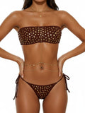 Top de bikini con aros, top de tubo con puntos de metal, abertura lateral y de banda, sexy