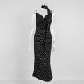 Vestido Maxi con Tirantes Vestido Largo de Verano con Cuello Halter y Cola de Pescado de Lunares