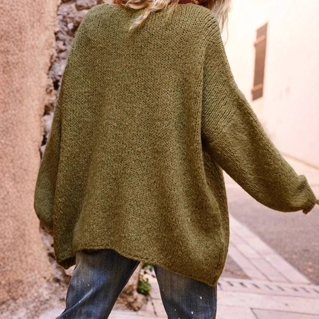 Autumn Winter Love Pattern V neck Sweater Women Casual Loose Long Sleeve Pullover Sweater